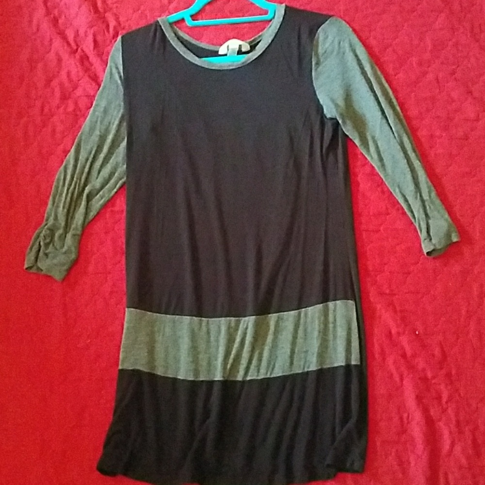 Gray and black sweater dress